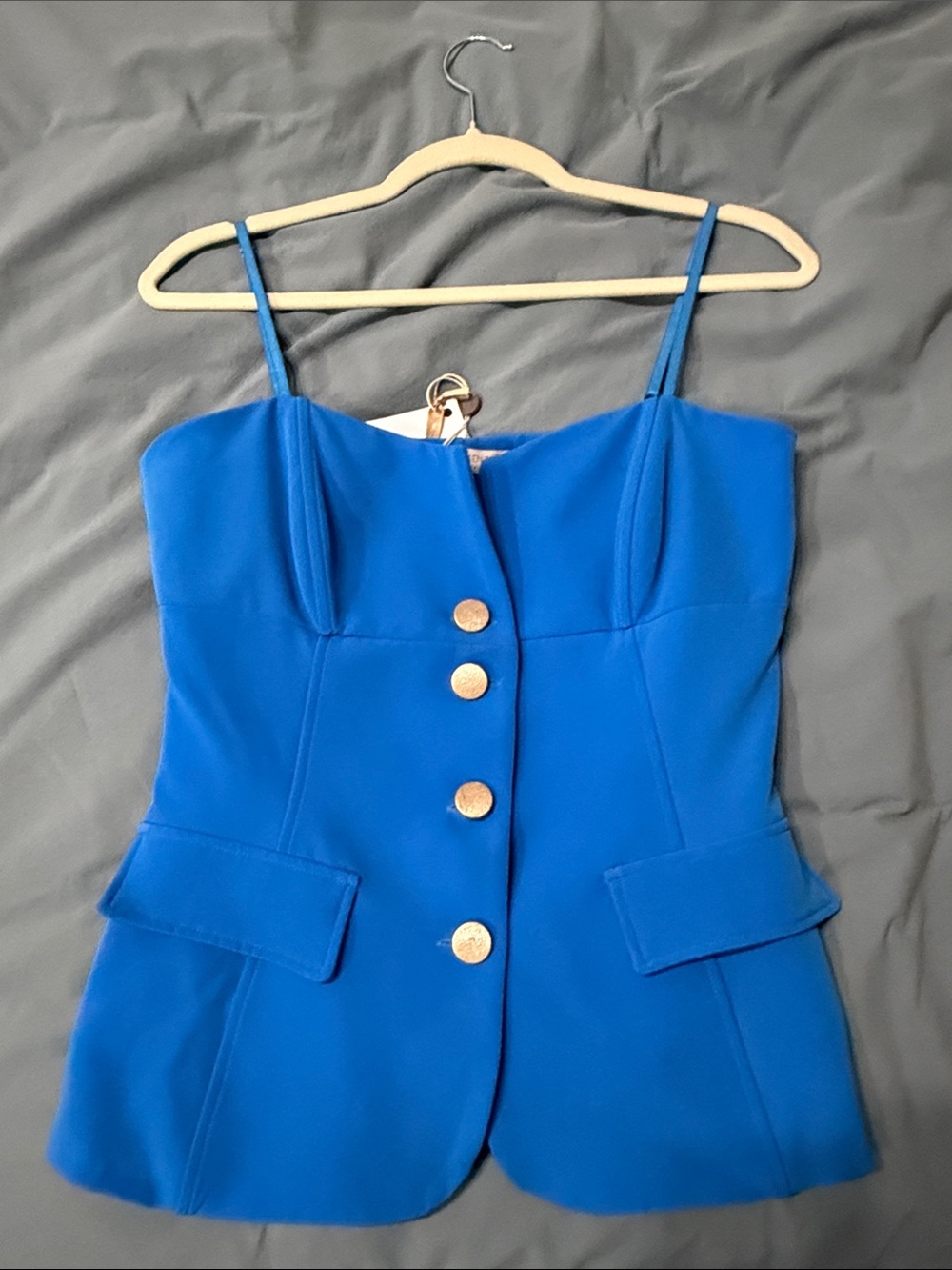 Royal Blue Button-Front Bustier Top